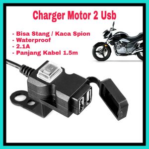 HT - Charger Motor Stang / Kaca Spion Motor Anti Air 2usb 2.1A 021