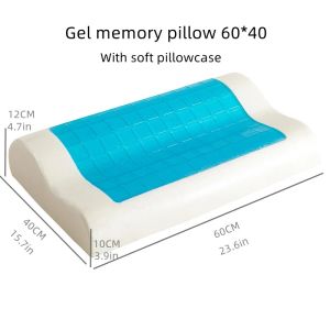 Gel Memory Foam Pillow Summer Ice Cooling Health Cervical Protect Massage Orthopedic Pillows Comfort Sleeping Slow Rebound 60×40