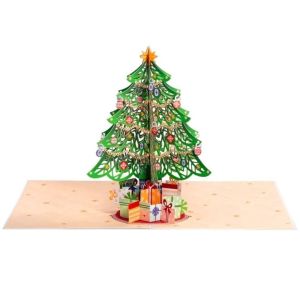GENENIC Khoét rỗng Thiệp cây thông Noel 3D Đầy màu sắc Tự làm Thiệp Chúc Mừng Giáng Sinh Thiệp chúc mừng ngày lễ Đồ trang trí Thiệp mời Giáng Sinh Giáng sinh