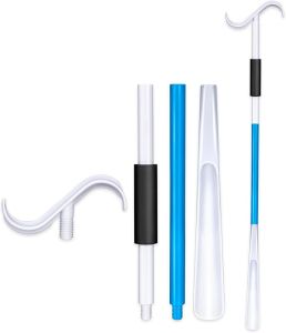 35" Long Dressing Stick Shoe Horn Sock Remover Tool - Adjustable Extended Dressing Aid for Shoes Socks Shirts Pants Independent Living Aids for Seniors Elderly Disabled (Black)