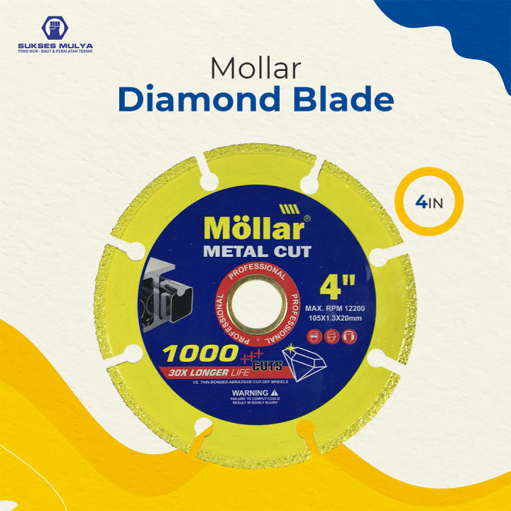 MOLLAR Diamond Blade Yellow 4" Metal Mat Potong Keramik Granit