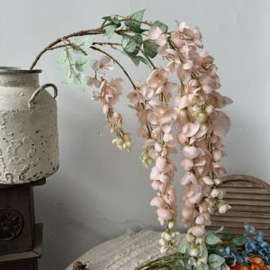 SHIRUI 6 Forks Artificial Wisteria Flowers Bushy Vine Purple Fake Flower String Rattan Artificial Faux Plants Vine Wedding Decoration
