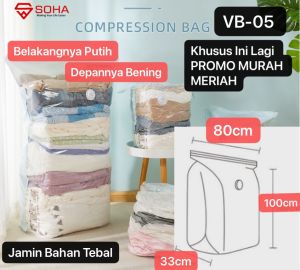 VB-05 Plastik Vakum Baju Untuk Kompress Ukuran Besar Plastic Vacuum Bag Simpan Bed cover Pakaian Bantal