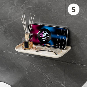 Foldable Wall Mounted Shelf Bathroom Punch-free Wall-mounted Storage Rack Phone Holder Saving Space Folding Wifi Router Storage Tray Jewelry Towel Clothes Organizer Sturdy Floating Design