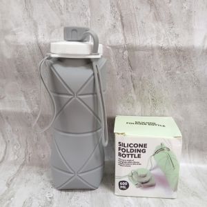 Bình Nước Silicon Gấp Gọn 600ml Có Móc Treo – Silicone Thực Phẩm BPA Free Chống Rò Rỉ Bình Nước Du Lịch Dã Ngoại Tập