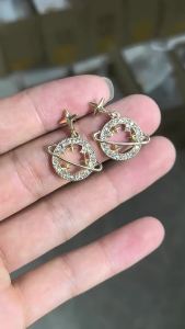 Fashionable and elegant alloy full-diamond water drop earrings front and back pearl stud earrings for women simple and light luxury style accessories