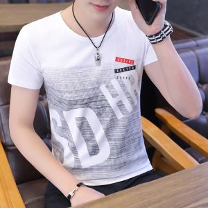 HY Mens Short-Sleeved T-Shirt Trend Korean Version Of Pure Cotton 2021 Summer New Mens Wear Half-Sleeved Clothes Ttrendy Brand