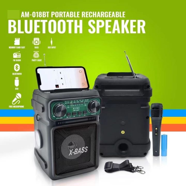 AM-018BT Portable Radio Wireless Speaker with AM/FM/SW/BT/USB/TF with Free  Microphone Lazada PH