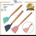 PLT  spatula silikon gagang kayu tahan panas / alat masak sodet sutil. 