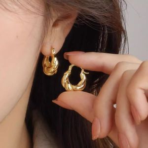 Gold Color Croissant Ear Buckle Hoop Earrings For Women Girl Luxury Fashion New Jewelry
