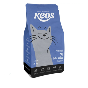 [1.5kg TẶNG PATE]Thức Ăn Hạt Cho Mèo Mọi Lứa Tuổi Keos - Hạt Cho Mèo