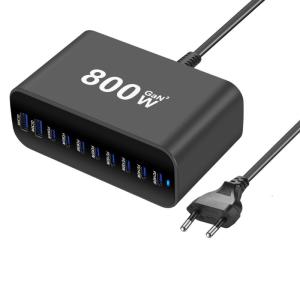 Various Device 800W Compatible Powerful 10 Port Charging Device Metal Texture for Phones and Laptops