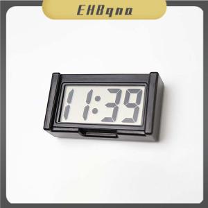 EHBqna นาฬิกาติดแผงหน้าปัดรถยนต์ขนาดเล็กมีกาวในตัวพร้อมหน้าจอ LCD แสดงเวลากลางวัน