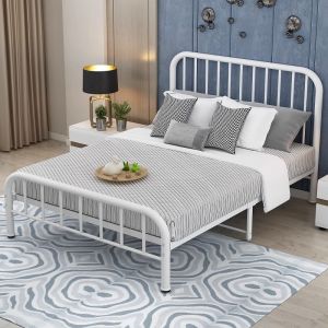 MEITIAN Bed Frame Metal Sturdy King/Queen Size Stainless Steel Bed Bedroom Furniture Iron Bed Double/Single Bed