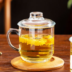【Original Mineral Crystal】Tea Making Handle Cup Transparent Thickened Tea Cup Double Insulation Material