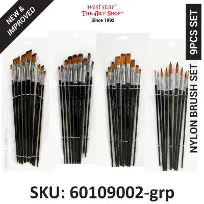 [Weststar TAS] High Quality Nylon Brush Set #9002 (LONG HANDLE) | 9pcs Set