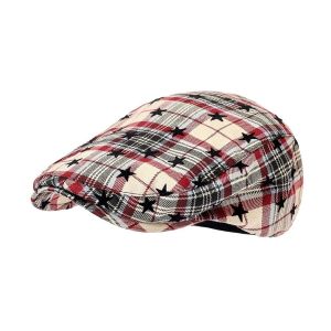 FIRST Vintage Womens Beret Japanese Y2k Plaid Painter Cap Retro Star Heart Newsboy Cap Outdoor