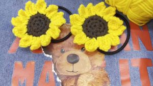 Hair Band Sunflower 🌻 crochet Design Summer Sunny Flower Hairdo Decorated