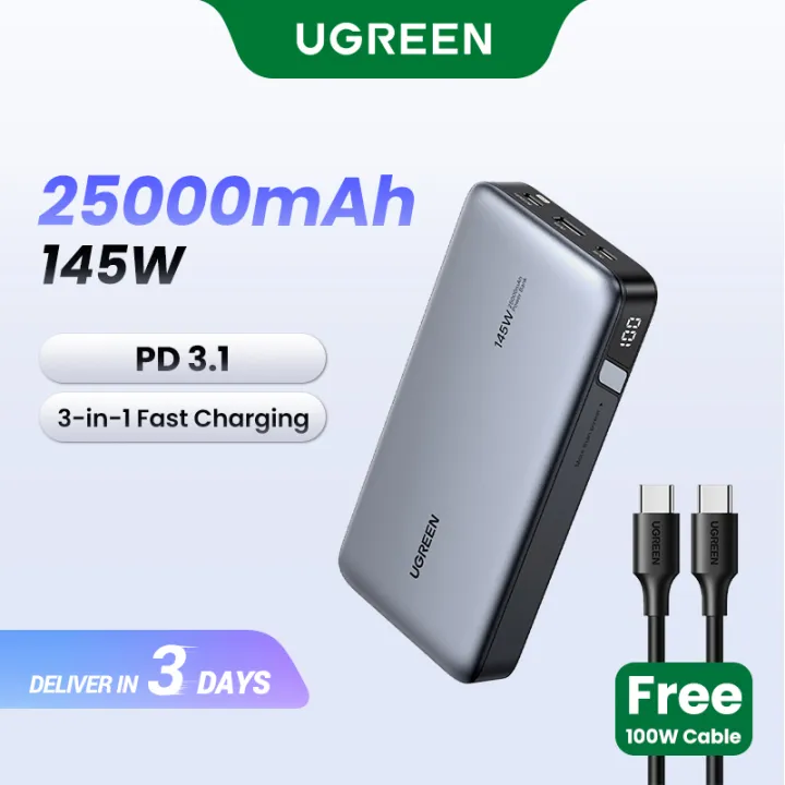 UGREEN 20000mAh 25000mAh Laptop Powerbank PD 145W Fast Charging Powerbank