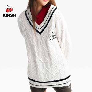 [KIRSH] MIDDLE CHERRY TWIST V-NECK KNIT | 23SS | Women knit top | Ladies knit top | Knit tops plus size | Knitted top | Korean style