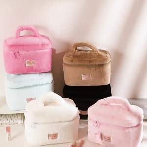 Sturdy Plush Cosmetic Storage Bag Soft and Stylish Designs Home Accessory for Makeup Enthusiasts and Traveler Use