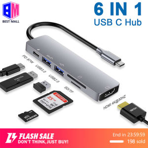 [🇵🇭 Stock&COD] USB C Hub Type C To HDMI 6 in 1 USB C port 3.0 HDMI Adapter 4K docking port hub USB splitter For MacBook Pro iPad Air 4 iPad Pro 2020 Air Notebook
