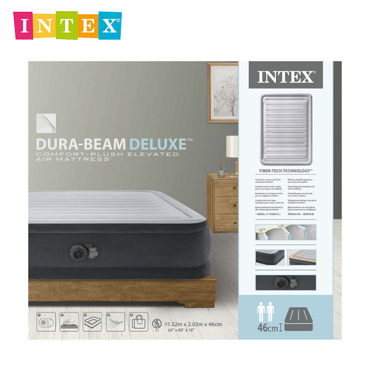Materasso Gonfiabile Intex Dura-Beam Comfort Plush Matrimoniale 152x203x46 Cm - Tecnologia Fiber-Tech, Pompa Integrata - Foto 7