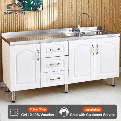 SOFTHOME Simple storage stove cabinet integrated sink cabinet stainless steel cabinet kitchen sideboard