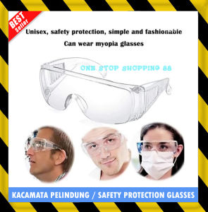 KACAMATA SAFETY APD LAB MEDIS TUKANG PERTUKANGAN TEKNISI PROYEK GOOGLE PELINDUNG PENGAMAN MATA PASCA OPERASI MATA KATARAK ANTI RADIASI DROPLET VIRUS KIMIA DEBU GERINDA GURINDA EMBUN KABUT FOGGING FOG GLASSES BENING TRANSPARANT CLEAR ORIGINAL