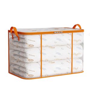 COUPLECOL Large Capacity Foldable Storage Bag Transparent Waterproof Closet Organizer Breathable Moisture Proof Clothes Storage Box Home