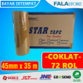 Solasi Isolasi Solatip Solatif Lakban Bening Coklat Fragile Star Tape Kuat 4,5cm x 35m 1 Dus Isi 72 Pcs. 