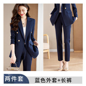 6301 Navy Blue Suit Set for Women Professional Wear Elegant High-end Business Formal Workwear Blazer Jacket Workwear