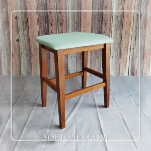 Softloft Walnut Peter Counter Stool Height 626mm 62cm Solid Rubber Wood With Cushion Chair Saddle For Bar Counter Cafe Bench Kayu Tinggi Kaunter
