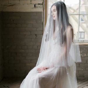 SG Cathedral Style 1-Layer Bridal Veil Headpiece 1.5m 2m Switzerland Plain Yarn for Wedding ROM