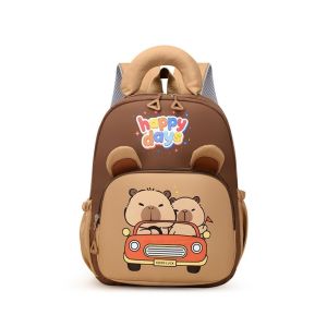 BESTIT Cartoon Capybara Backpack Large Capacity Nylon Kindergarten Backpack Cute Multi-pocket Capybara School Bag