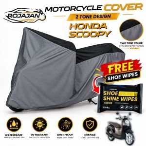 ROJAJAN 2 Tone Motorcycle Cover For Honda Scoopy Motor Cover Waterproof Dust UV Resistant Protection with Wipes