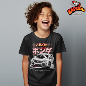 Kaos Baju Anak TShirt Otomotif Desain kartun Honda Civic FK8 Type R Turbo