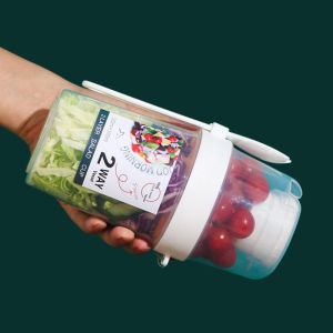 pamelaea Breakfast Fruit Oat Yogurt Salad Cup With Lid And Spoon Two-layers Food Storage Bento Box Fitness Fat-Reduced Taper Bowl