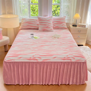 SUNLIGHT HOME Soft Velvet BedsheetAnti-static Bed Sheet With Bed SkirtBreathable Mattress Cover