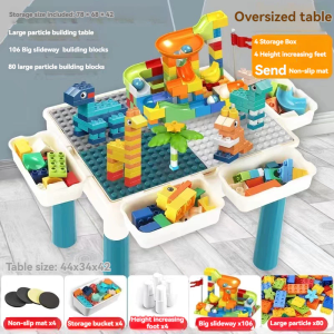 [SG Stock] Childrens Multi functional Block Table Large Particle Assembly Puzzle Education Toy Assembly 3-6 Year Old Baby Early Education Series