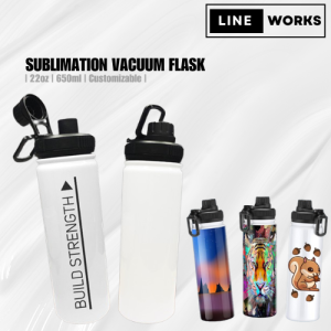 Lineworks - 650ml Sublimation Coated Double Insulated Vacuum Flask Tumbler 22oz Water Bottle