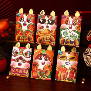 6Pcs 2026 Horse Year Cartoon New Year Red Packet Lucky Red Envelope Creative Spring Festival Birthday Wedding Lucky Money Pouch 新年红包