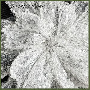 GNStore[COD] แผ่นปะติดลูกปัดเลื่อมสำหรับตกแต่ง1ชิ้นงานประดิษฐ์เสื้อผ้าหลายชั้นงานทำมือคุณภาพสูงสีขาว