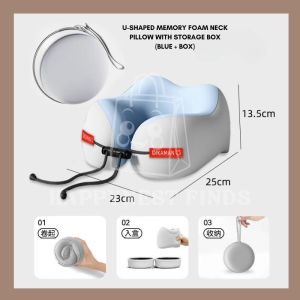 U-Shaped Memory Foam Travel Pillow | Soft Massage Neck Pillow with Storage Box | Upgrade Comfort Cushion