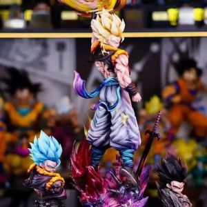 JT Gogeta Statue Three Head Sculpts Anime Figure Model Desktop Decoration Collectible Gift For Collectors
