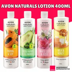 Avon Naturals Body Care Hand and Body Lotion 400ml (Papaya Soy, Milk Honey, Green Papaya, White Lily)