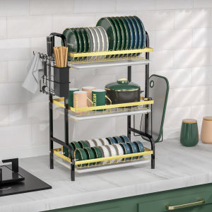 Mitsuchi Stainless Steel Kitchen Dish Storage Rack Drain Dish Rack Rak Penyimpanan Pinggan餐具收纳架