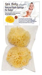 Spa Baby Natural Bath Sponge Spa Destinations. Ultra Soft Premium Sea Wool Sponge degradable Bath Accessories Baby and Kids Infant Bath. Two (2) Pack 3-4 inch for Moms