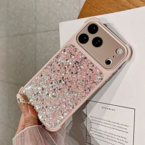 Bling Bling Glitter Sequin Sparkling Epoxy Case For iPhone 17 16 15 14 Pro Max Camera Protective Four-Corner Anti-fall Cover