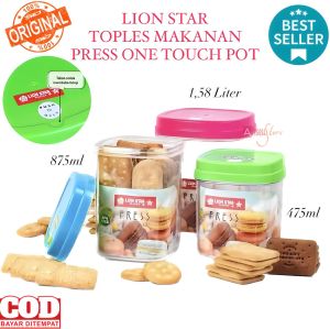 ( BISA COD ) PROMO Lion Star Toples Press One Touch Pot / Toples Plastik Polos / Tempat Cemilan / Food Storage / Wadah Makanan / Toples Lebaran / Toples Snack Tekan / Toples BPA FREE / Toples Lion Star PT-40/42/45